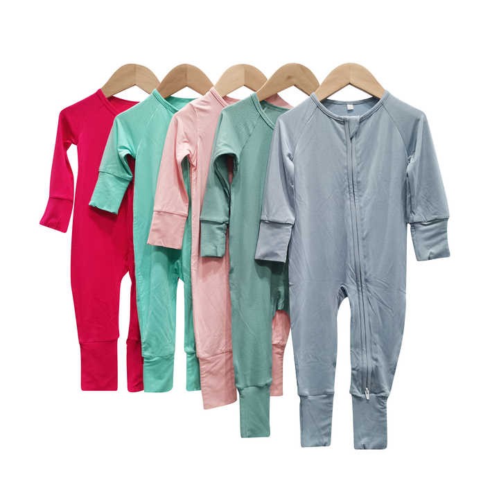 Organic Long Sleeve Baby Zipper Romper Baby Zip Romper Custom Baby Romper With Feet Zipper Pajamas Sleepwear Onesie